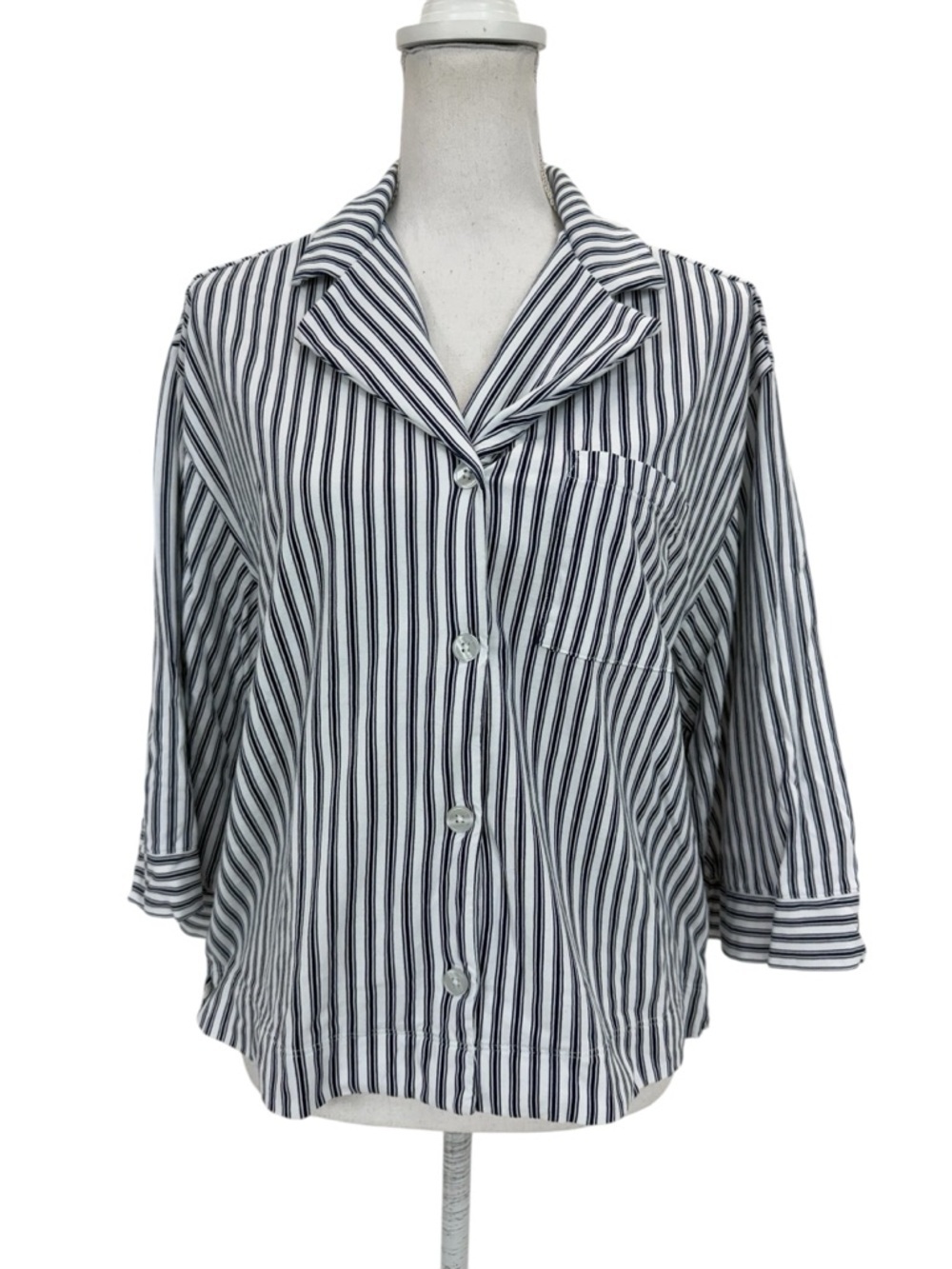 Petite Plume Peruvian Cotton Pajama Top Small Blue/White